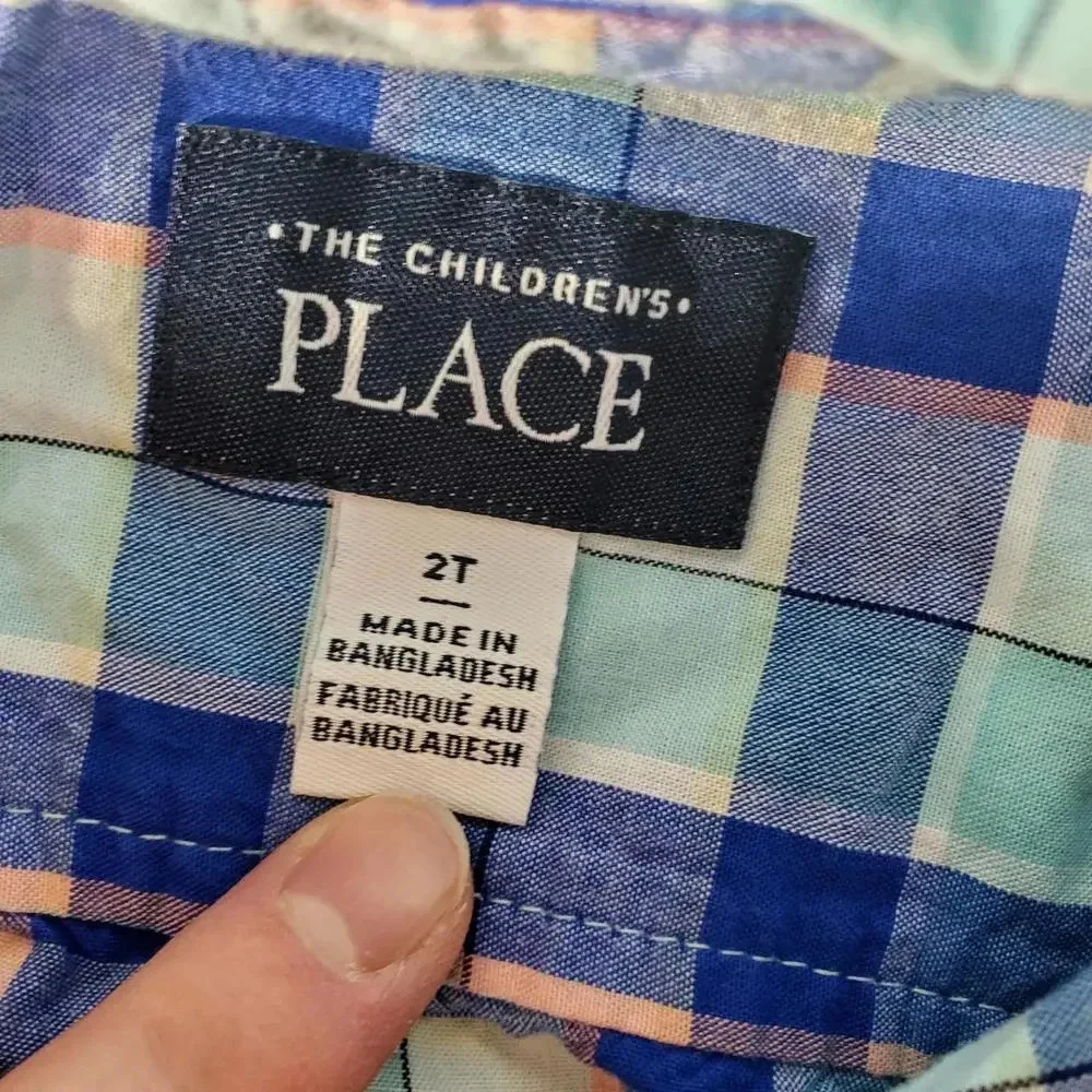 The Children's Place Boys Plaid Long Sleeve Button-Up Dress Shirt Size 2T